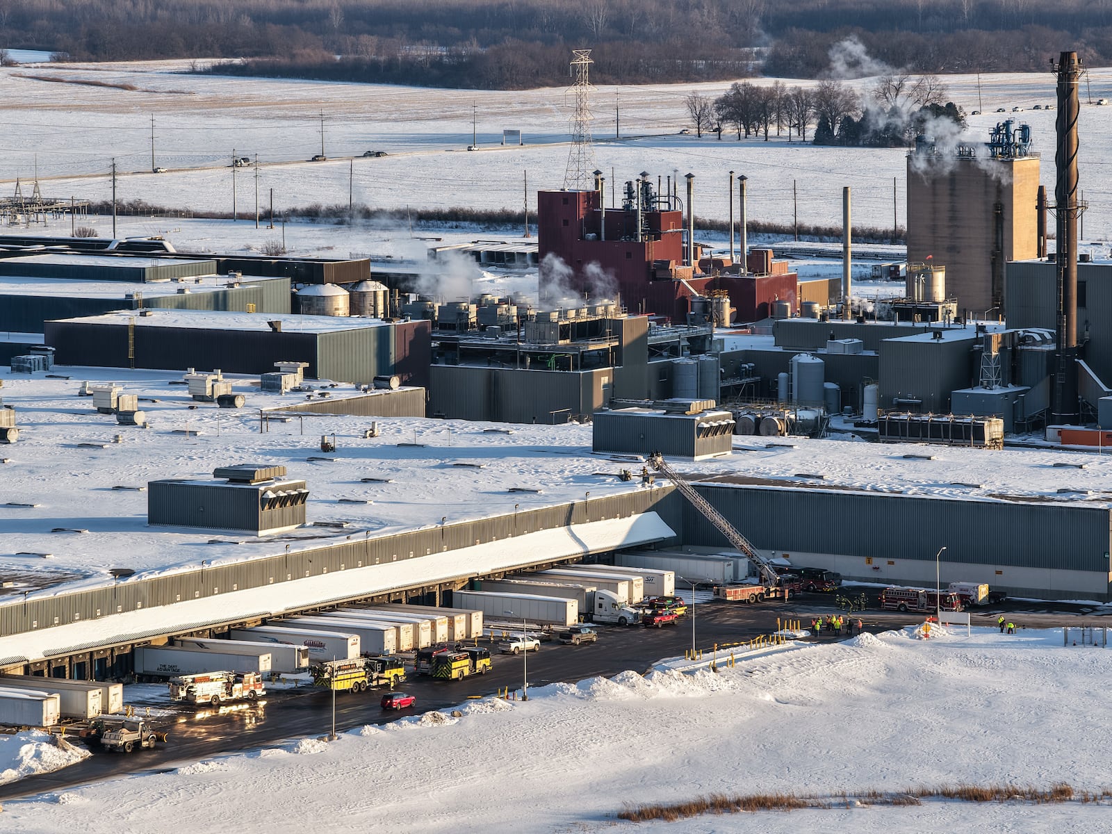 Fire crews from multiple jurisdictions responded to a report of smoke coming from the vents at the Molson Coors facility in Butler County on Tuesday, Jan. 27, 2026. NICK GRAHAM, STAFF