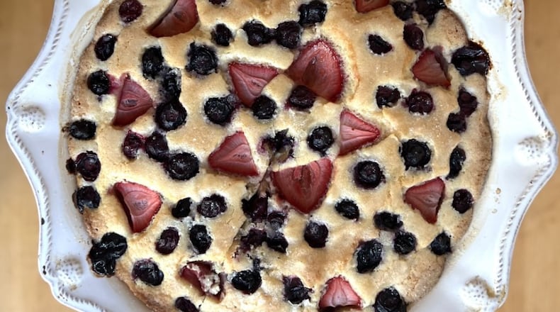 As a dessert, This cake is best with some vanilla ice cream or fresh whipped cream. It is also good with plums or nectarines. WHITNEY KLING/CONTRIBUTED