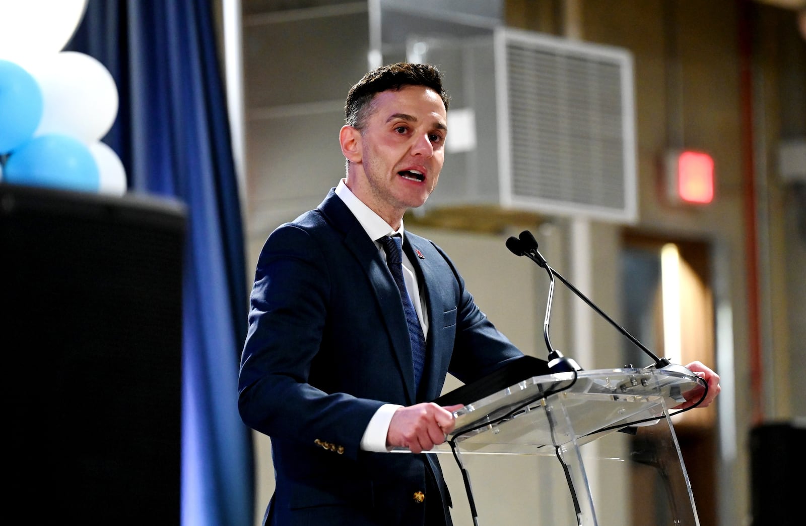 Butler County Regional Transit Authority held a grand opening celebration on Thursday, Nov. 6, 2025, for its new Chestnut Street Multimodal Station in Oxford, Ohio. The station will also be home to a new Amtrak Cardinal line stop scheduled to be operational in 2026. Pictured is Butler County RTA Board President Chris Lawson speaking at the new Chestnut Street station. MICHAEL D. PITMAN/STAFF