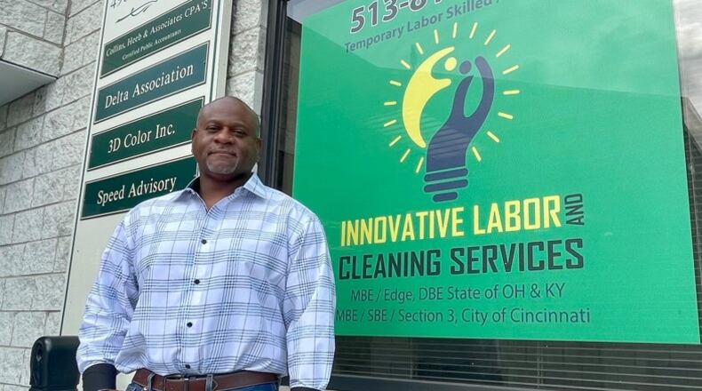 Troy Parker, the owner of Innovative Labor and Cleaning Services, was a primary reason why the May 19 Play Ball Gala has been lauded as a success by those who attended. Two days before, Greater Hamilton Chamber of Commerce President and CEO Dan Bates had major concerns about getting heavy equipment up two and three flights of stairs without the use of an elevator. Reentry citizens employed by Parker helped save the gala, Bates said. MICHAEL D. PITMAN/STAFF