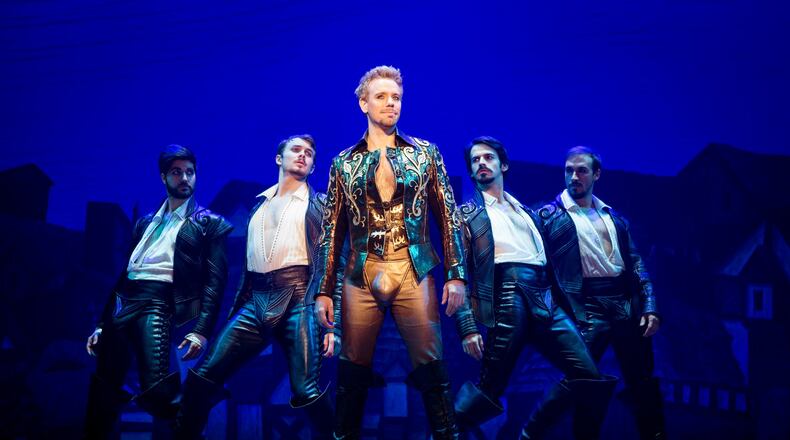 Adam Pascal plays an arrogant and possibly fraudulent William Shakespeare in the touring Broadway production of “Something Rotten!,” opening at the Aronoff Center on Feb. 21. CONTRIBUTED