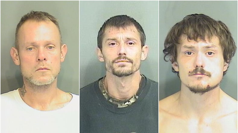 Lester Burns (from left), Brian Lyons and Steven Lyons have been arrested in connection with three bank robberies in Hamilton and are suspected in a fourth robbery in Fairfield Twp. CONTRIBUTED/HAMILTON POLICE