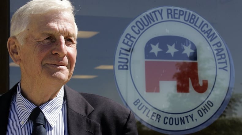 David Kern is pictured in June 2010 after being elected head of the Butler County Republican Party. Kern also served two 16-year stints - ending in 2016 - as a Liberty Twp Trustee. Kern died at his home Tuesday after a long illness. He was remembered by local officials as a powerful but polite foundation for Liberty's booming growth in recent decades. (File Photo\Journal-News)