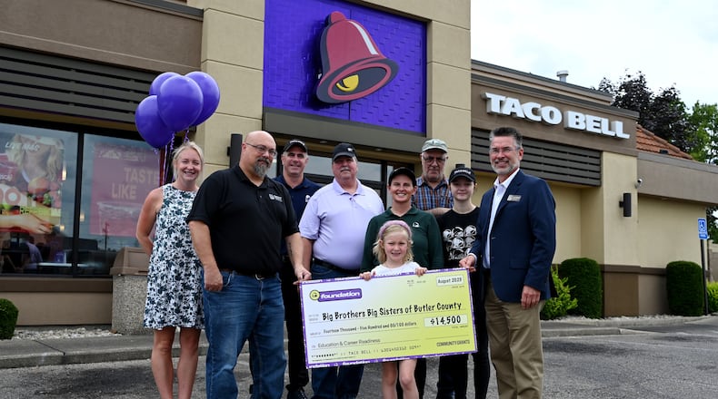 Taco Bell Foundation donated $14,500 to the Big Brothers Big Sisters of Butler County to support its mentorship program. BBBS said its mentorship program benefits a child's mental health, including seeing an increase in school performance and a decrease in poor behaviors. MICHAEL D. PITMAN/STAFF