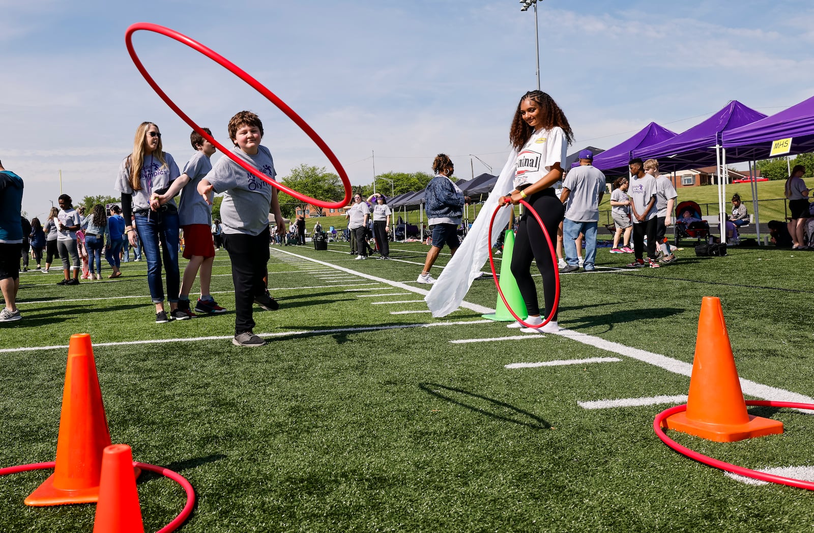 Javier Magley-Jones does the ring toss during Middie Olympics for special needs students from Middletown schools Wednesday, May 7, 2025 at Middletown High School track. NICK GRAHAM/STAFF