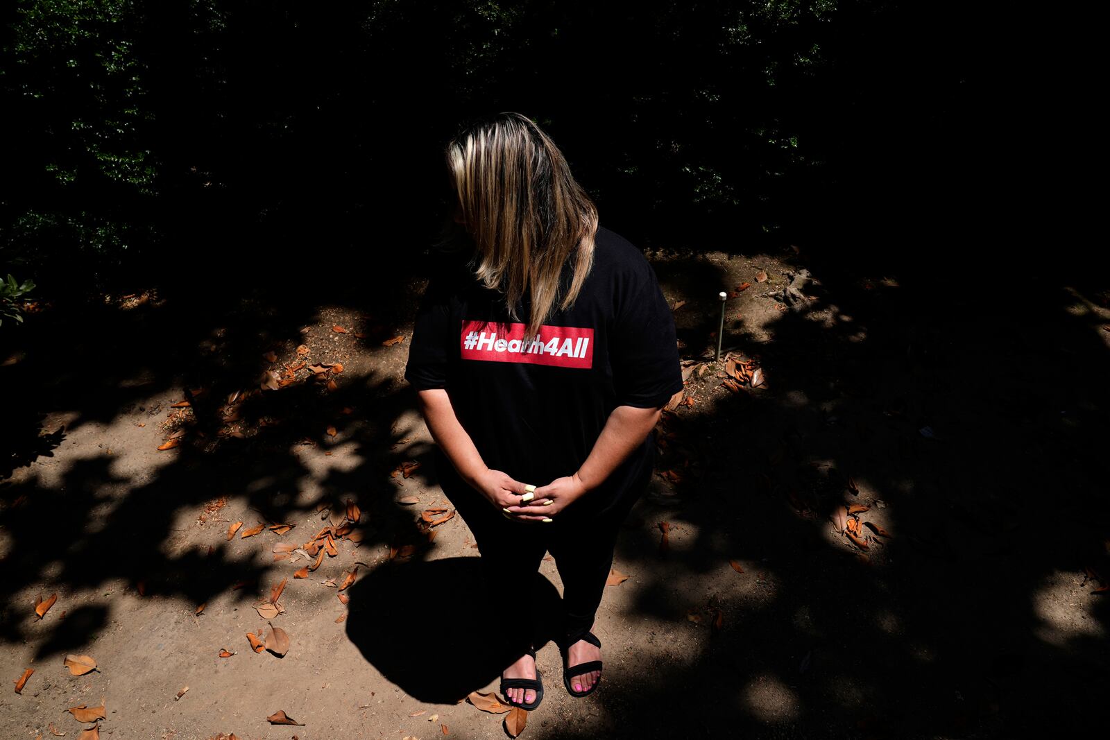 Maria, who requested to use only her first name out of fear of deportation, is photographed Thursday, June 26, 2025, in Sacramento. (AP Photo/Godofredo A. Vásquez)