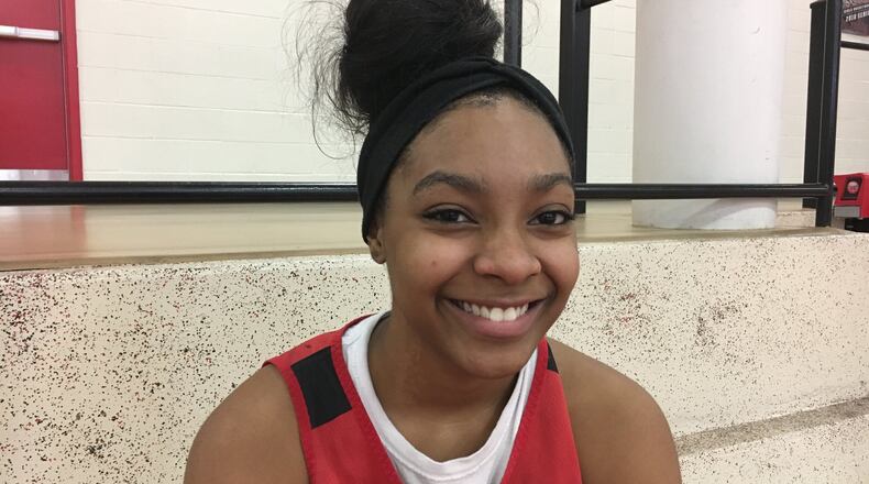 Lakota West junior guard Jaydis Gales poses for a photo after practice Monday at the school. RICK CASSANO/STAFF