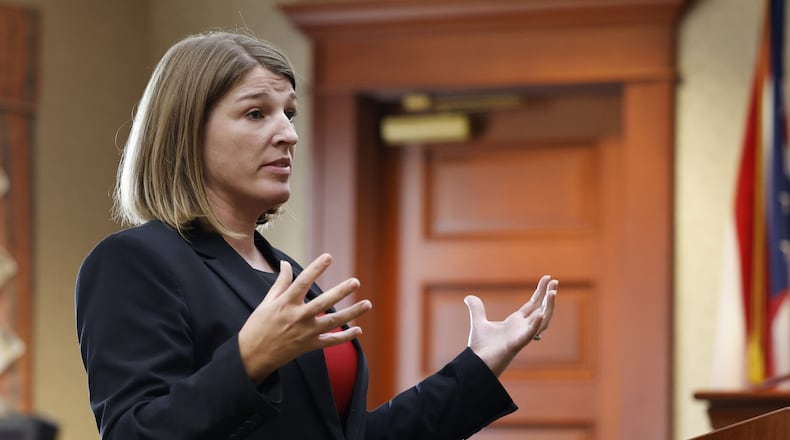Kelly Heile was sworn in Friday, becoming the third woman to take the bench in the Buter County common general division. NICK GRAHAM / STAFF