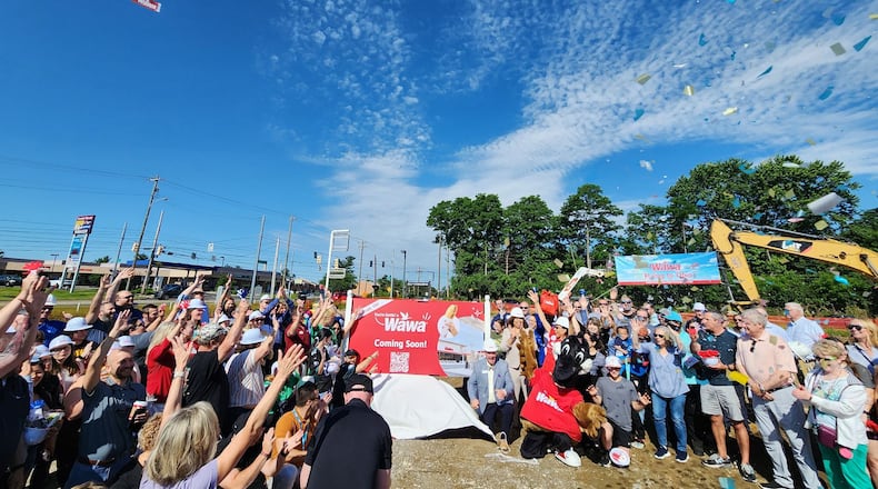 Wawa hosted a groundbreaking event to officially launch construction of its first store in Ohio at 5308 Fields Ertel Road in Deerfield Township Thursday, June 6, 2024. NICK GRAHAM/STAFF