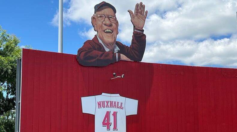 The Fairfield Community Foundation and the Joe Nuxhall Foundation announced the recipients of the 2024 Joe Nuxhall Memorial Scholarship. The scholarship is available to student-athletes from all 14 Butler County high schools. Pictured is Joey The Can-Do Kangaroo, the mascot for the Joe Nuxhall Miracle League Fields, on June 30 at the annual cruise in. AMY BURZYNSKI/STAFF