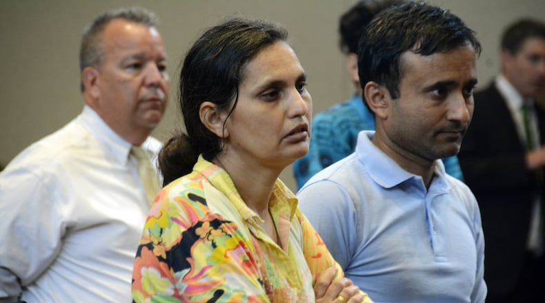 Subha Katel, 43, of Fairfield, is charged with negligent homicide in the alleged shooting death of her husband, Tika Katel, 57, at their Sigmon Way home. Police say Tika was accidentally shot on Saturday afternoon, Aug. 10, 2019, and died on Monday, Aug. 12, 2019. Pictured is Subha Katel on Tuesday afternoon, Aug. 13, 2019, in Fairfield Municipal Court with an interpreter beside her. MICHAEL D. PITMAN/STAFF