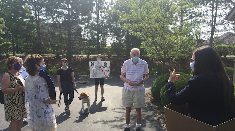 Al Miller who was honored Thursday, June 4, 2020 with a social-distanced visit at his home in Mason from several staff members of The Nancy & David Wolf Holocaust & Humanity Center, where Miller serves as a guest speaker. CONTRIBUTED BY LAUREL PFAHLER