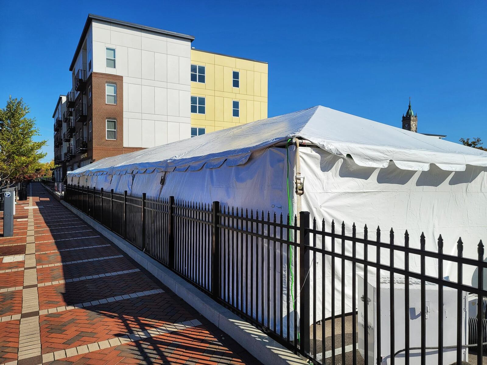 The Casual Pint Hamilton, 130 Riverfront Plaza, has opened a tent to expand its capacity as a way to serve customers through the winter. NICK GRAHAM/STAFF