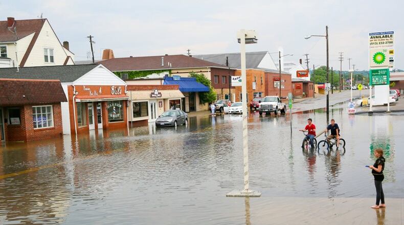 Friday’s storms did not produce the heavy rain and flash flooding that happened in June on Main Street on the west side of Hamilton.