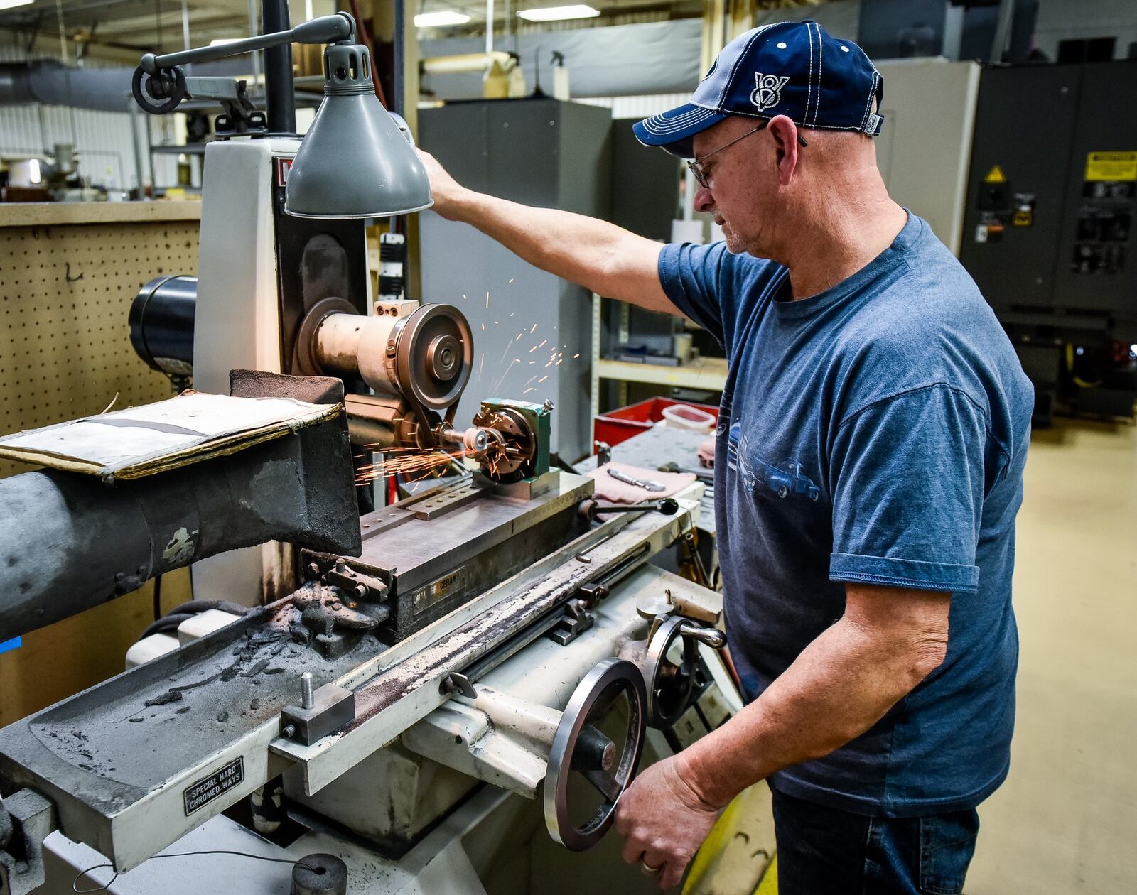 Donnie Duncan grinds a punch on his machine at Tipco Punch Tuesday, Jan. 8, 2019 in Fairfield. Duncan was the first employee hired in 1979 and has worked at the company for 40 years. NICK GRAHAM/STAFF