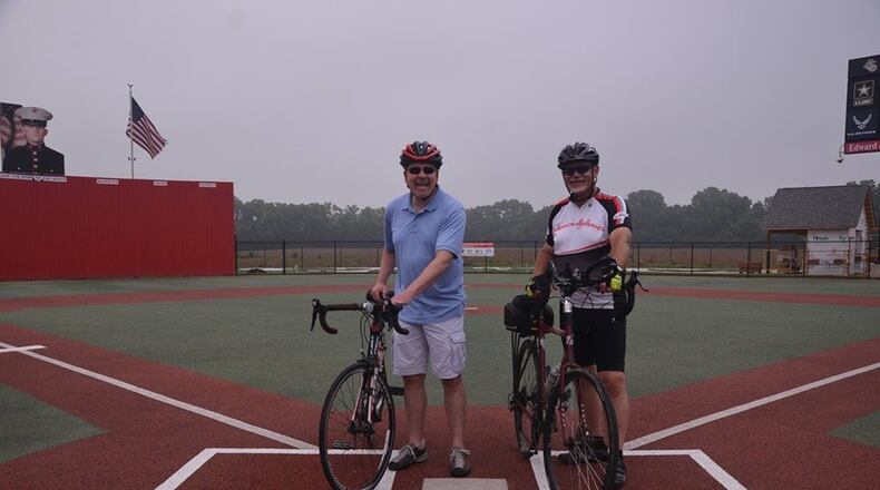 Bill Roesch, left, and Dean Bruewer co-chaired the inaugural Great American Bike Rally that raised money for the Joe Nuxhall Miracle League Fields and the Boys & Girls Club of Hamilton. SUBMITTED PHOTO