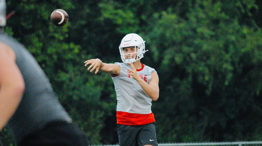 Carlisle quarterback Kolby Morgerson throws a pass during a recent 7-on-7 scrimmage. CHRIS VOGT / CONTRIBUTED