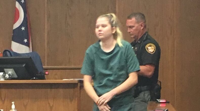 Abby Michaels was in court Wednesday for the first time since being indicted in July on six counts of murder, six counts of aggravated vehicular homicide and operating a vehicle while under the influence of alcohol. She is accused in the March 17 wrong-way wreck on Interstate 75 in Moraine that killed three members of a Mason family. NICK BLIZZARD/STAFF