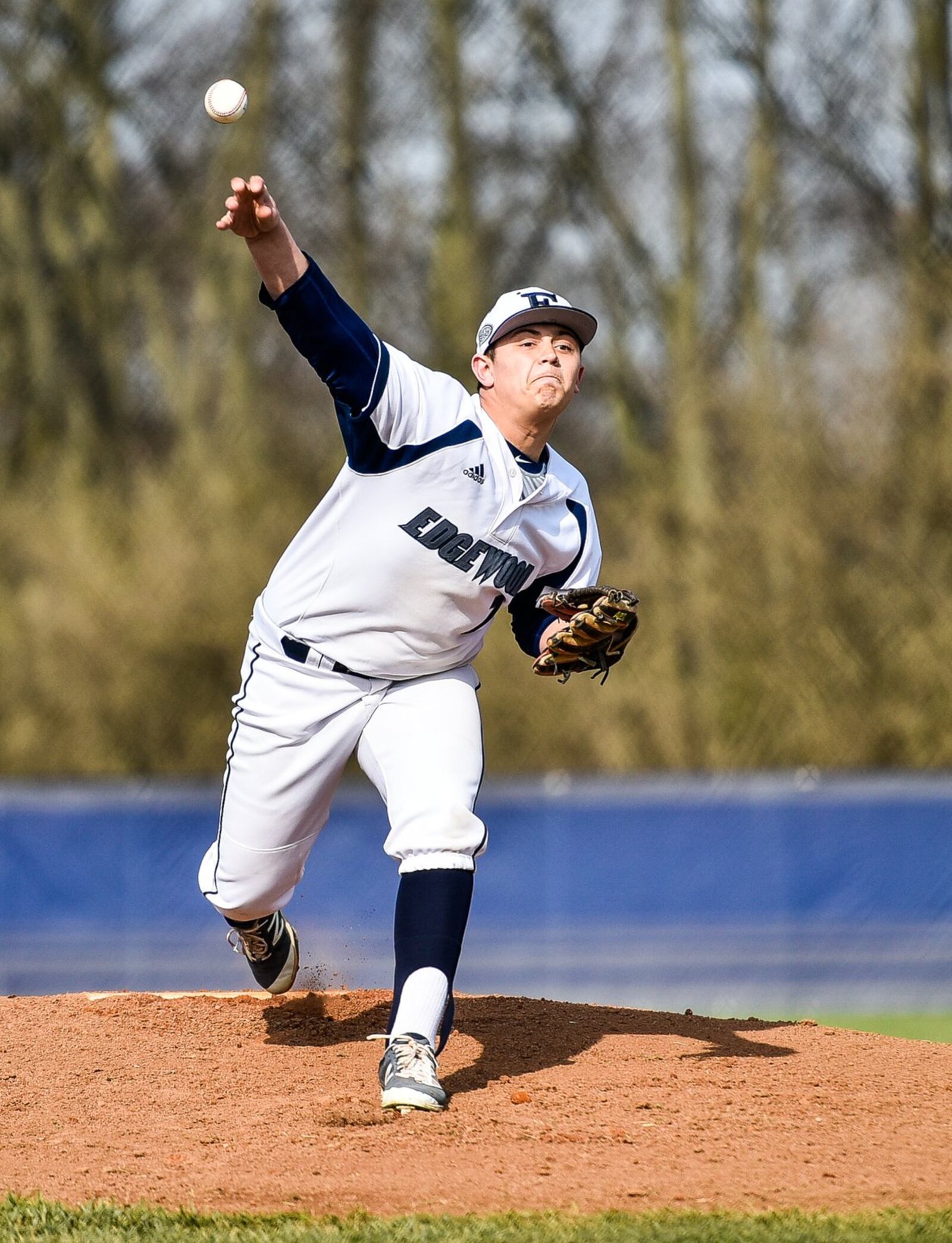 Edgewood’s Kody McCarley throws a pitch during his nine-hitter Wednesday against visiting Ross in St. Clair Township. NICK GRAHAM/STAFF