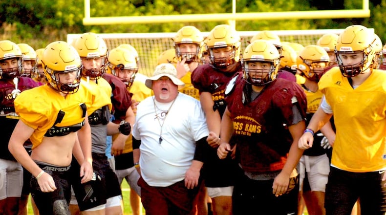 Head coach Kenyon Commins (center) will lead Ross into the Southwestern Buckeye League this season. Chris Vogt/CONTRIBUTED