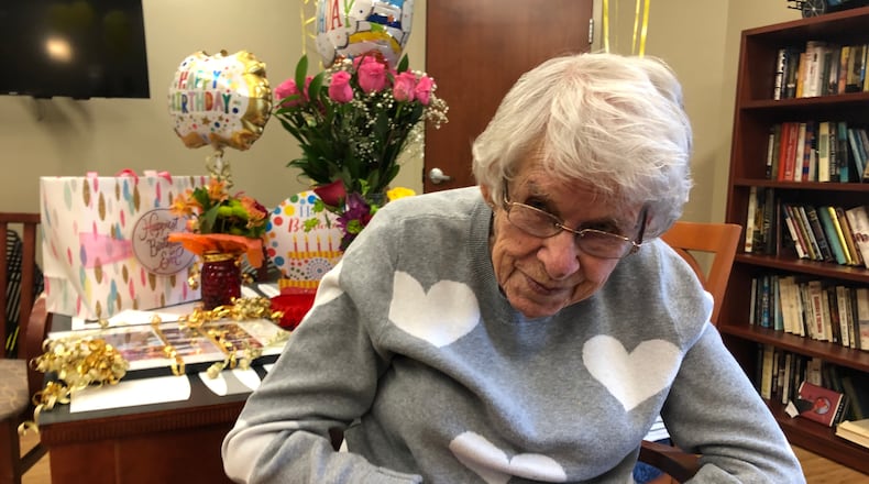 Glendora "Doe" Bicknell celebrated her 100th birthday Tuesday afternoon, the second time she has been alive on 2-22-22. RICK McCRABB/STAFF