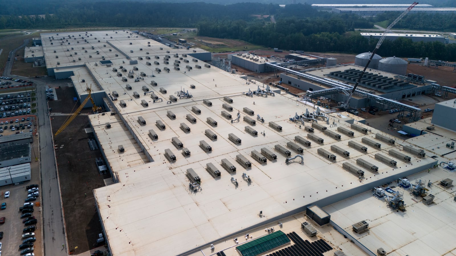 The Qcells solar panel plant is seen Friday, June 27, 2025, near Cartersville, Ga. (AP Photo/Mike Stewart)