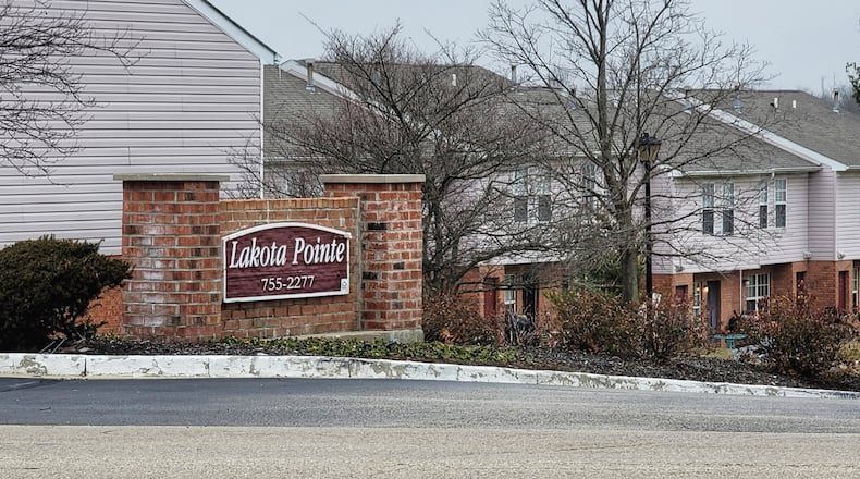 A man was shot and killed by a Butler County Sheriff's Office deputy on Tuesday morning, Jan. 12, 2021, at the Lakota Pointe Townhomes. NICK GRAHAM / STAFF