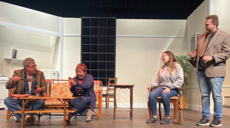Greater Hamilton Civic Theatre (GHCT) will present four performances of “Barefoot in the Park” Feb. 15-18 at Parrish Auditorium, Miami University Hamilton. Pictured are some of the cast members during a rehearsal. CONTRIBUTED