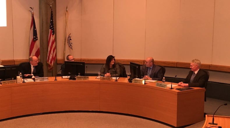 Middletown City Council held its first meeting of 2018 on Tuesday. From left, Mayor Larry Mulligan, Vice Mayor Talbott Moon, Councilwoman Ami Vitori, Councilman Steve Bohannon, and Councilman Joe Mulligan. ED RICHTER/STAFF