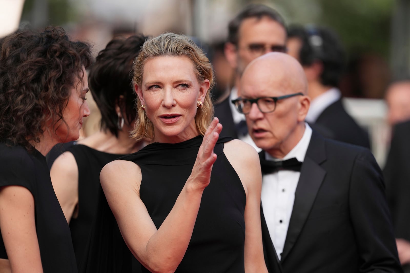 Cate Blanchett poses for photographers during the awards ceremony red carpet at the 78th international film festival, Cannes, southern France, Saturday, May 24, 2025. (AP Photo/Natacha Pisarenko)