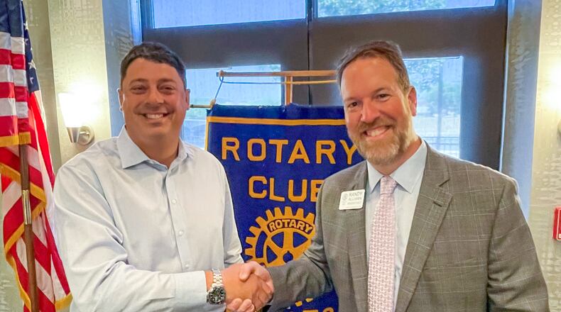 FILE  PHOTO: Outgoing 2021-2022 Rotary Club President Walter “Wally” Zancan hands over the reigns to incoming 2022-2023 Rotary Club President Randy Allman at the annual Changing of the Guard Ceremony at the Courtyard by Marriott hotel in downtown Hamilton on Thursday June 30. CONTRIBUTED