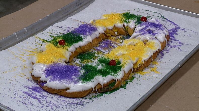 A King Cake is made at the Graeter's Bakery on Ludlow Street in Cincinnati. WCPO/ADAM SCHRAND