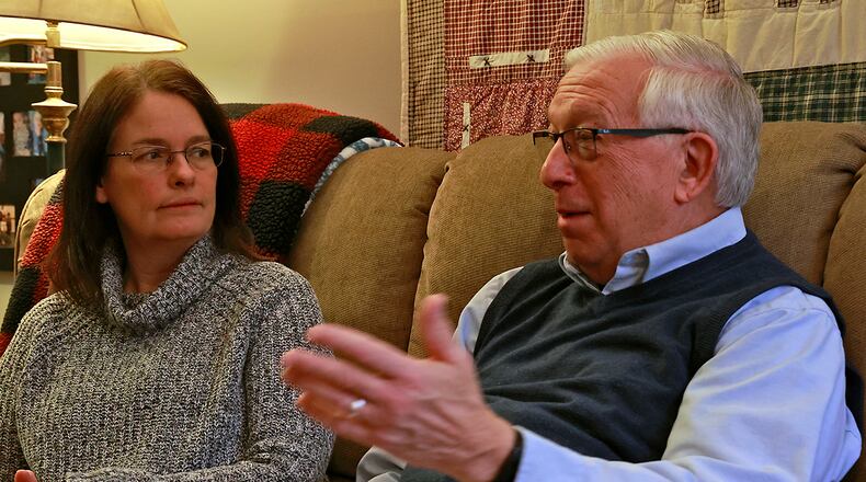 Scott Griswold and his wife, Karen, talk about Scott's Alzheimers diagnosis and the possibility of help from a new drug Thursday, Jan. 12, 2023. BILL LACKEY/STAFF