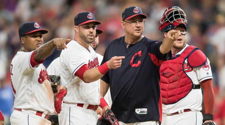 Manager Terry Francona and the Indians infield were a bit confused when right-handed reliever Dan Otero, not lefty Oliver Perez, entered the game in the ninth to face the Reds' Joey Votto.