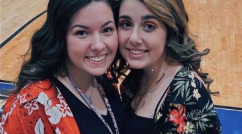 Edgewood High Schools junior Caila Nagel, left, and sophomore Savannah Schlueter were injured after their vehicle was involved in a crash May 6 in Fairfield. Samantha Harvey, the alleged at-fault driver, was charged with felonies. PROVIDED PHOTO