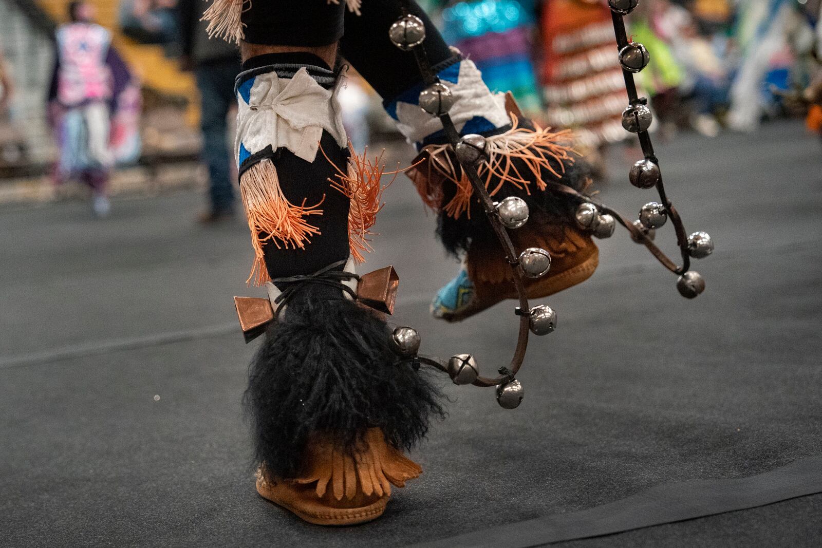 People dance during the BraveNation Powwow and Gather at UNC Pembroke, Saturday, March 22, 2025, in Pembroke, N.C. (AP Photo/Allison Joyce)