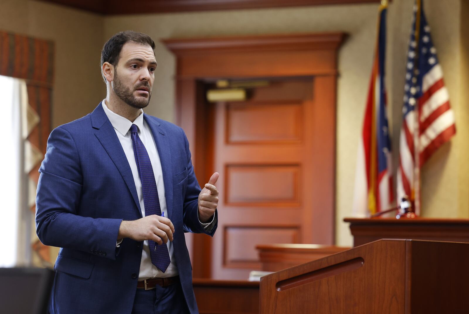 Defense attorney Steve Kilburn delivers opening statements in the trial of Taranpreet Singh, accused of raping four women in 2019 and 2020, Tuesday, Sept. 28, 2021 in Butler County Common Pleas Court in Hamilton. NICK GRAHAM / STAFF
