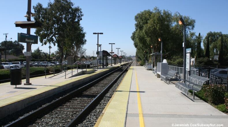 This photo shows the type of station being planned for an Amtrak stop in Oxford. It expected the design would be altered, however, because Oxford would only need a platform on one side of the tracks instead of both sides as shown in this picture. CONTRIBUTED
