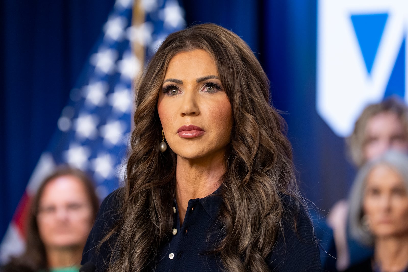 FILE - Homeland Security Secretary Kristi Noem speaks during a news conference, April 9, 2025, in Washington. (AP Photo/Alex Brandon, File)