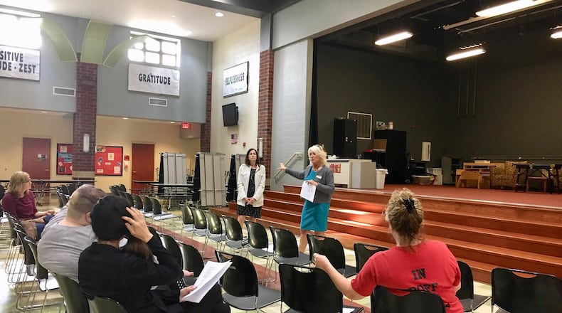 Madison Schools Superintendent Lisa Tuttle-Huff makes the case for the district’s plan to move 6th graders into the same school wing as 7 and 8th graders next school year during a parent meeting Tuesday evening. A dozen residents attended the meeting with none criticizing the plan, which Huff said will relieve overcrowding and allow more focus on 6th grade learning. Madison will join a small number of area districts with similar grade configurations.