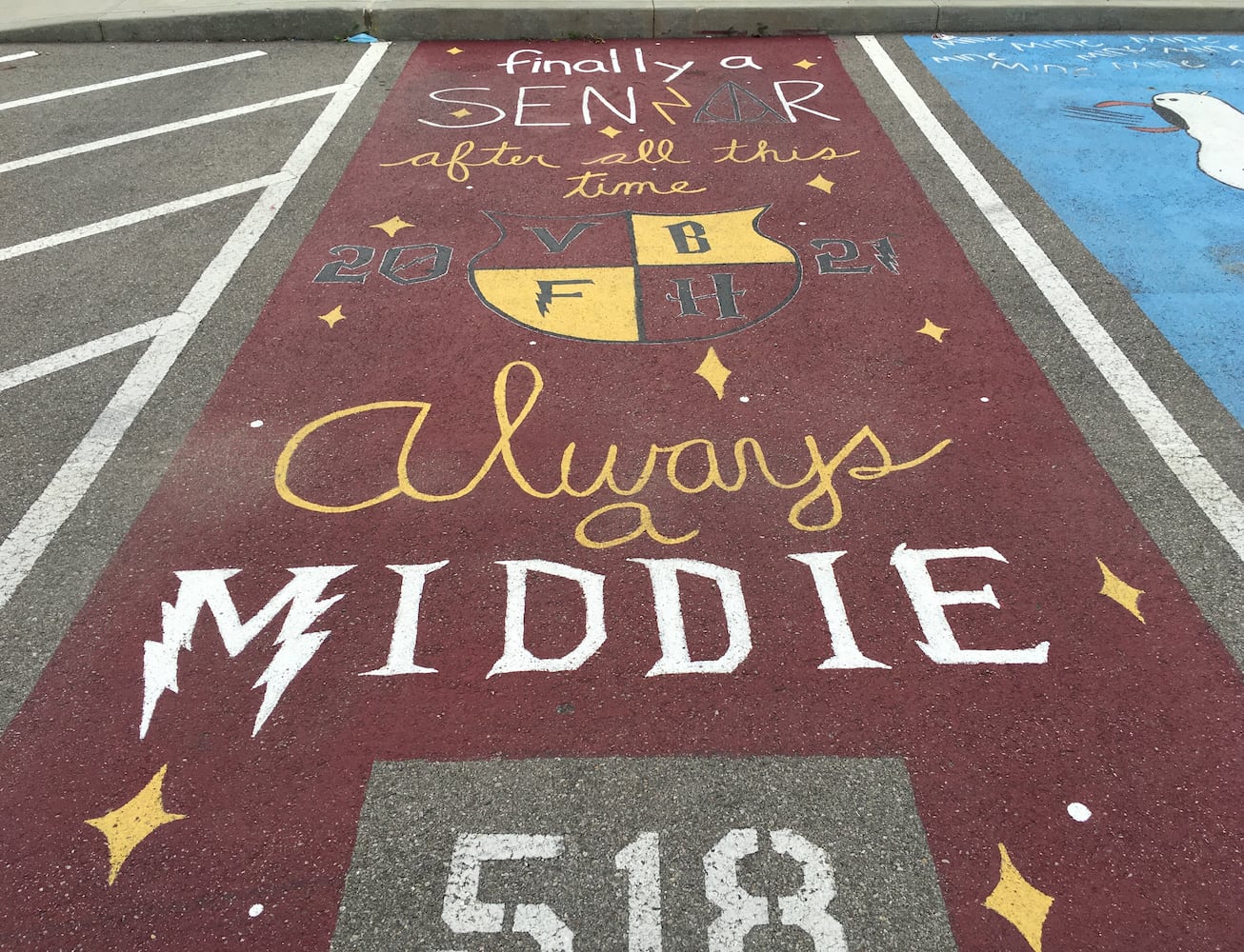 Middletown High School Seniors painted their parking lot spaces for the '21-22 school year.