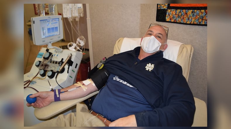 State Sen. Steve Huffman, R-Tipp City, kicked off "Blood Donor Appreciation Days" with a double red blood cell donation Monday, Jan. 17, 2022, at the Community Blood Center in Dayton. Huffman is an ER doctor and lifelong donor who introduced legislation in 2017 to create Ohio Blood Donor Awareness Month, which was first observed in January 2019.