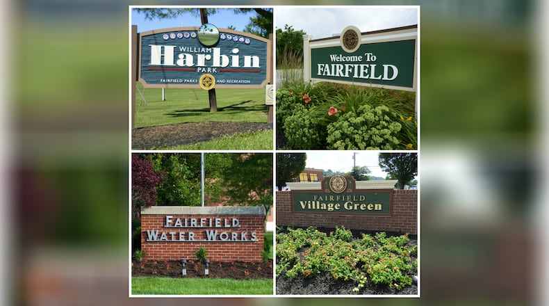 Pictured are the types of signs that can be seen around the city of Fairfield, and without a unifying theme. The city hired a consultant to develop a plan that designs a unified way to communicate the city to the public. FILE/CONTRIBUTED PHOTOS