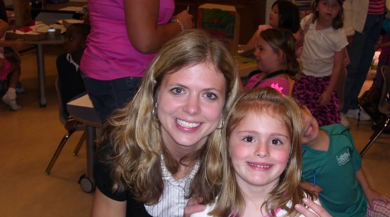 Heritage Early Childhood School kindergarten teacher McKenna Walters, once a Lakota grade school student at Wyandot Elementary and seen here in this 2006 photo, is now a teaching colleague of her former teacher and long-ago career inspiration Jessica Epstein. (Provided)