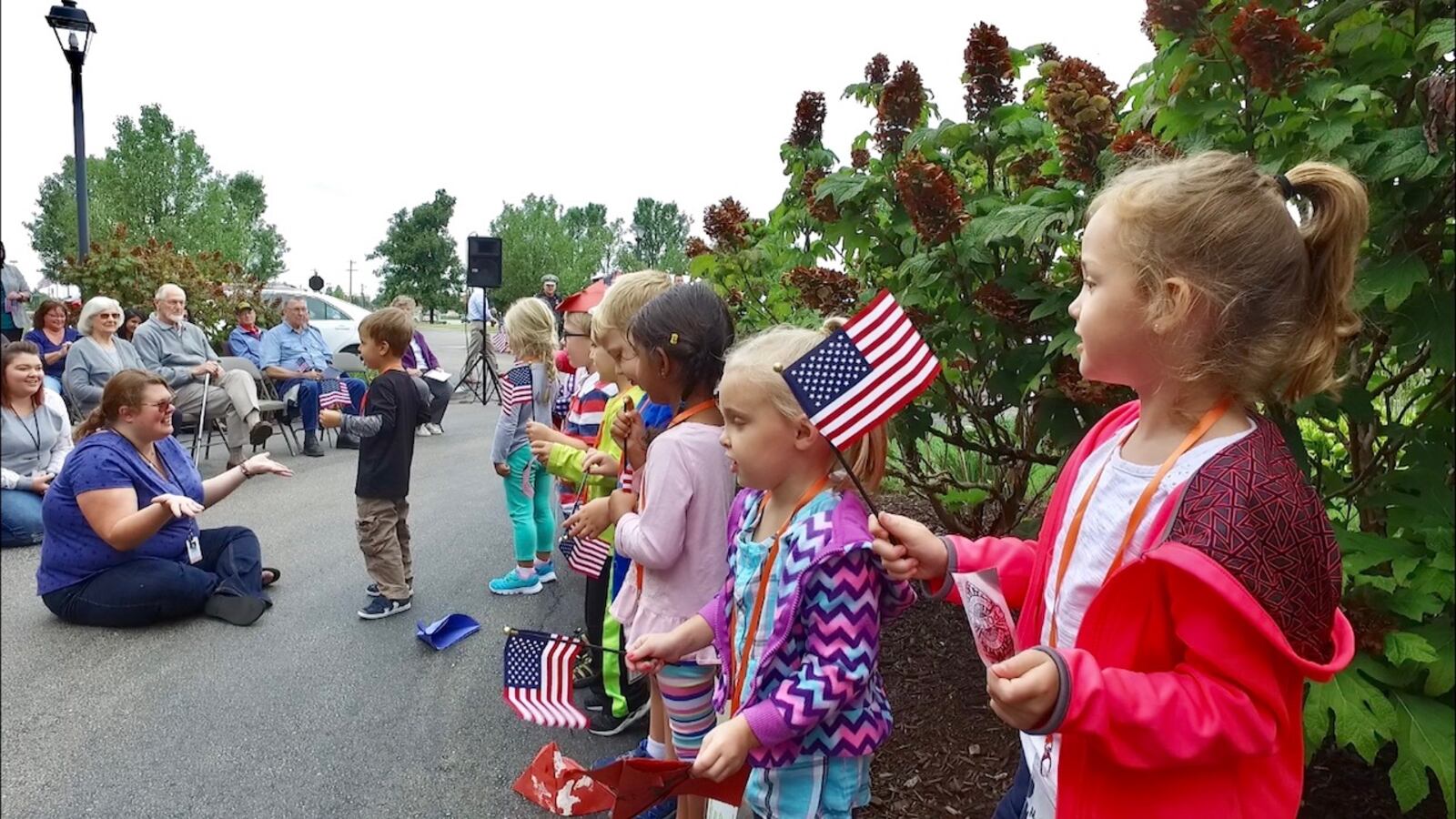Children from West Chester Christian Childcare sang patriotic songs during a 9/11 remembrance ceremony today in West Chester Twp.