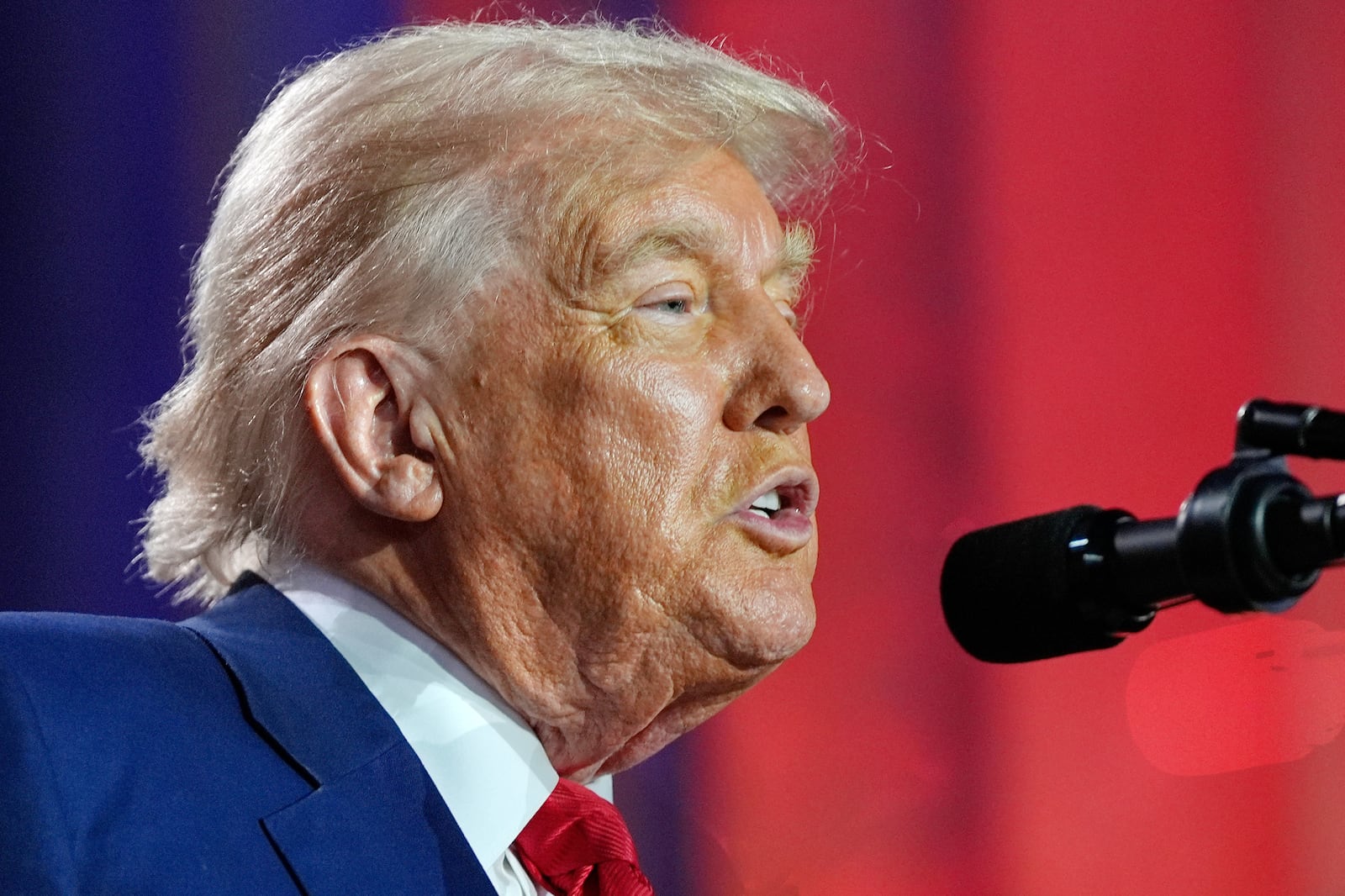President Donald Trump speaks during an AI summit at the Andrew W. Mellon Auditorium, Wednesday, July 23, 2025, in Washington. (AP Photo/Julia Demaree Nikhinson)