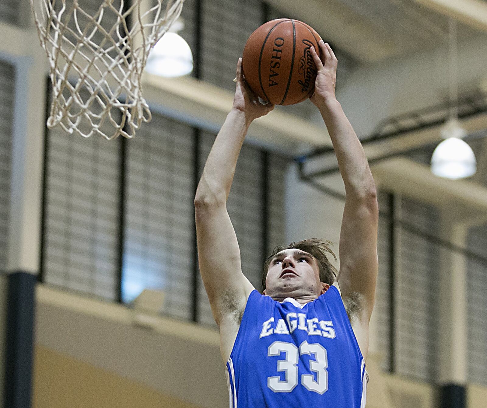 Middletown Christian forward Jarod Hamlin goes up for two points during the All-Butler County All-Star boys basketball game at the Hamilton Athletic Center on Saturday night. CONTRIBUTED PHOTO BY E.L. HUBBARD