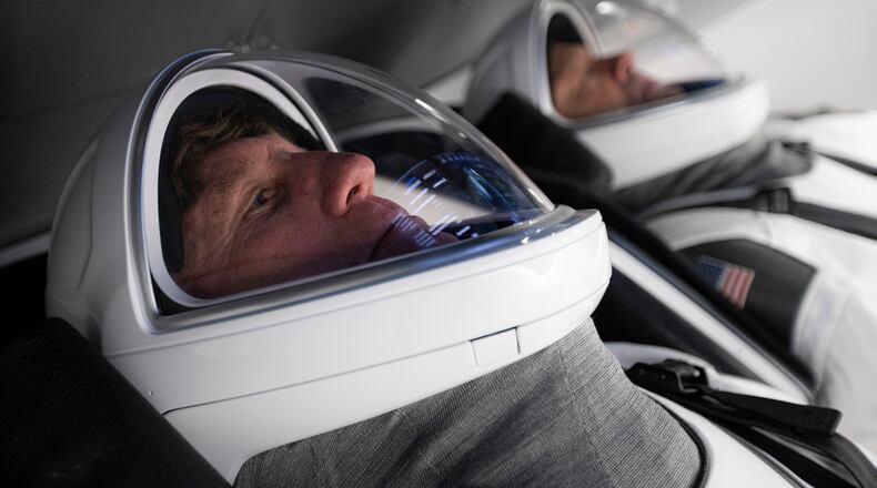 Pilot Larry Connor (left) and commander Mike Lopez-Alegria during training for Axiom Space's Ax-1 mission. Photo courtesy of Axiom Space and SpaceX.