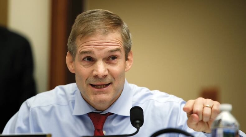 House Judiciary Committee member Rep. Jim Jordan, R-Ohio, questions FBI Director Christopher Wray during a House Judiciary hearing on Capitol Hill in Washington, Thursday, Dec. 7, 2017, on oversight of the Federal Bureau of Investigation. (AP Photo/Carolyn Kaster)