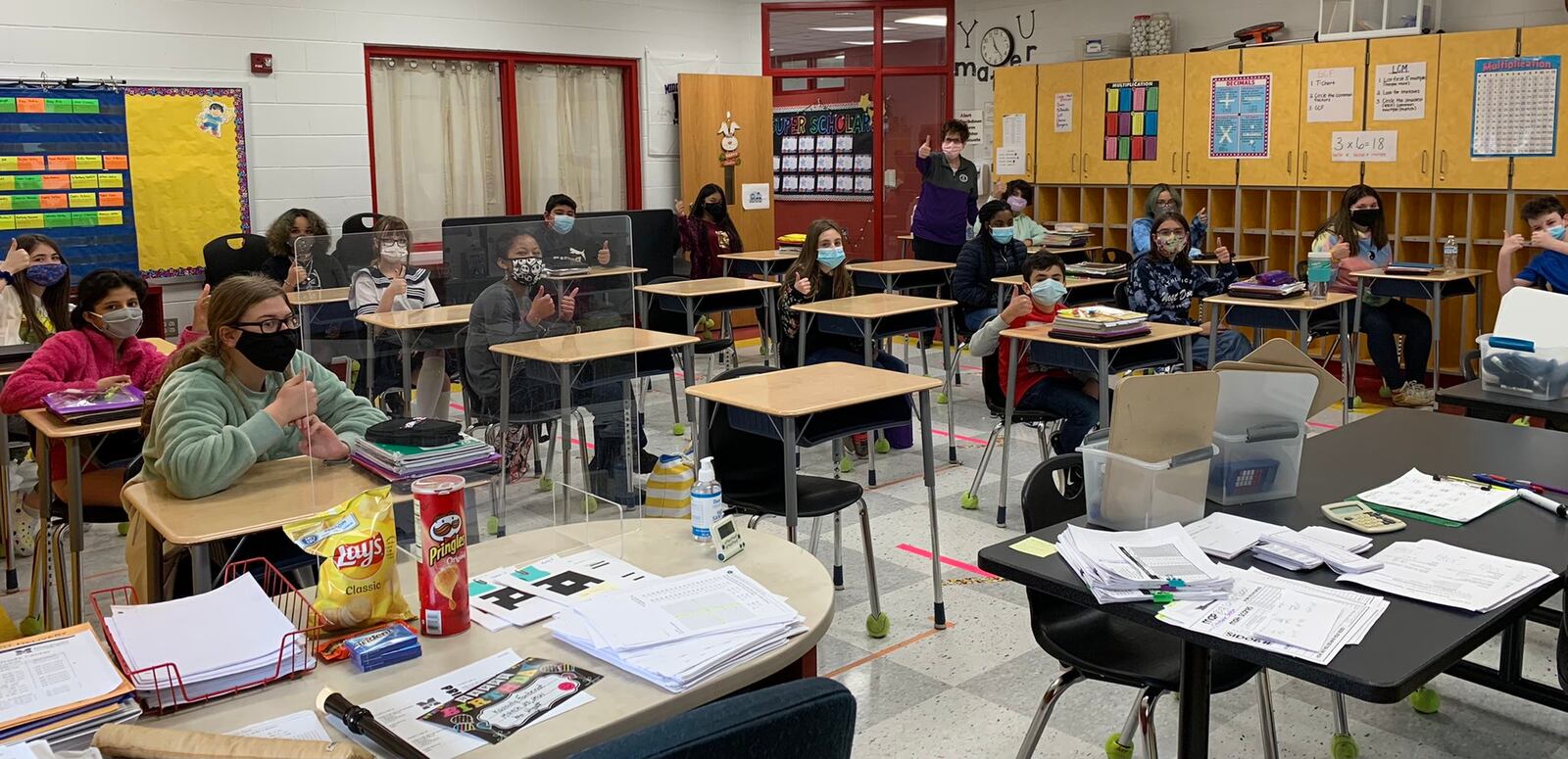 For the first time this school year, Middletown Schools held all, in-person classes in all 10 of its school buildings. The district, which was one of the few in the region to start the school year with all remote learning, had been on a hybrid class schedule until Monday. Pictured is a class from Highview Elementary. (Provided Photo\Journal-News)